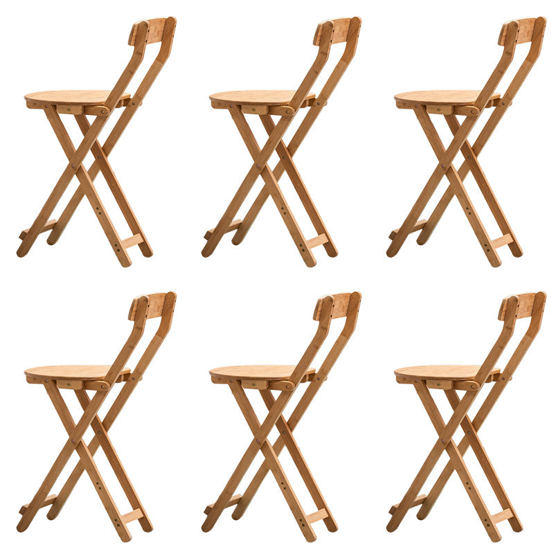 Contemporary Dining Stools Low Back Folding Bar Stools with Footrest Natural 6 Piece Set Short Stool(18"H) Clearhalo 'Bar Furniture' 'Bar Stools' 'bar_stools' 'furn' 'furn_bar_stools' 'Furniture' 'Kitchen & Dining Furniture' 6954971