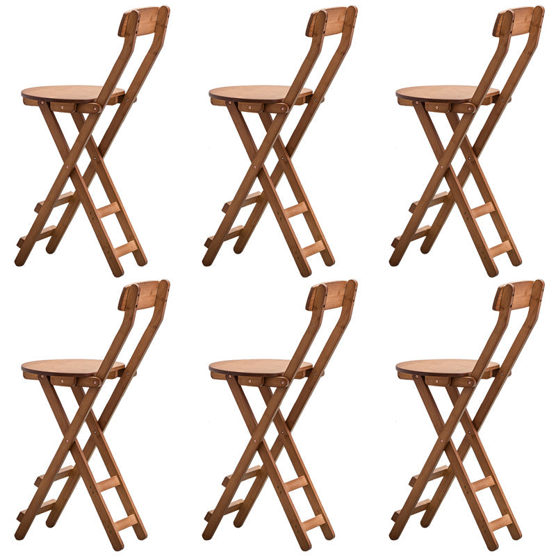 Contemporary Dining Stools Low Back Folding Bar Stools with Footrest Brown 6 Piece Set Counter Stool(24"H) Clearhalo 'Bar Furniture' 'Bar Stools' 'bar_stools' 'furn' 'furn_bar_stools' 'Furniture' 'Kitchen & Dining Furniture' 6954973