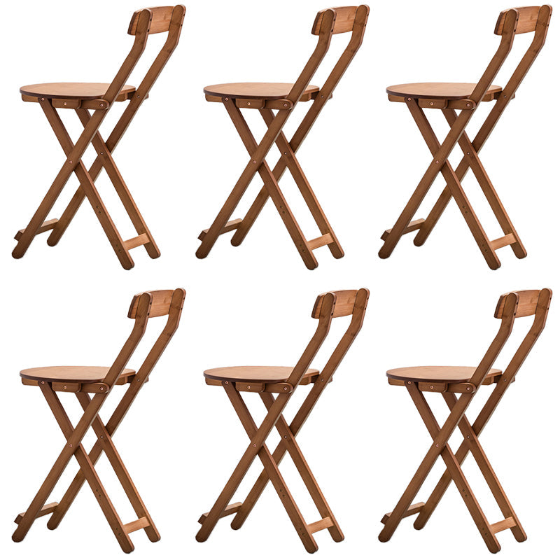 Contemporary Dining Stools Low Back Folding Bar Stools with Footrest Brown 6 Piece Set Short Stool(18"H) Clearhalo 'Bar Furniture' 'Bar Stools' 'bar_stools' 'furn' 'furn_bar_stools' 'Furniture' 'Kitchen & Dining Furniture' 6954974