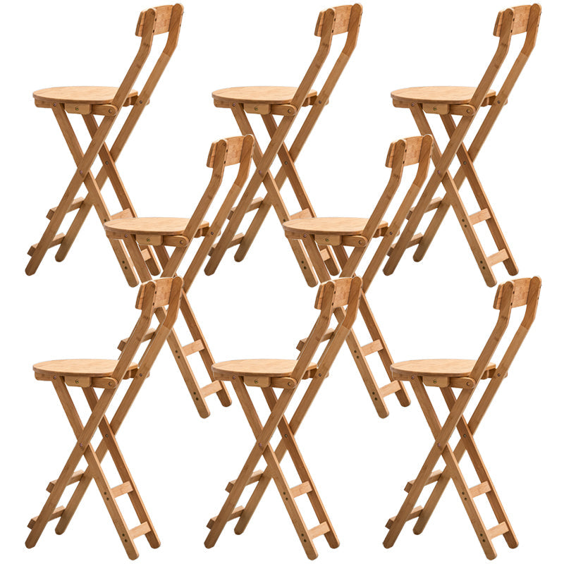 Contemporary Dining Stools Low Back Folding Bar Stools with Footrest Natural 8 Piece Set Bar Stool(28"H) Clearhalo 'Bar Furniture' 'Bar Stools' 'bar_stools' 'furn' 'furn_bar_stools' 'Furniture' 'Kitchen & Dining Furniture' 6954975