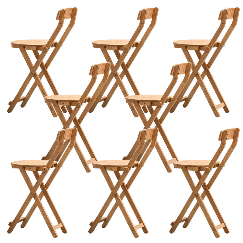 Contemporary Dining Stools Low Back Folding Bar Stools with Footrest Natural 8 Piece Set Short Stool(18"H) Clearhalo 'Bar Furniture' 'Bar Stools' 'bar_stools' 'furn' 'furn_bar_stools' 'Furniture' 'Kitchen & Dining Furniture' 6954977