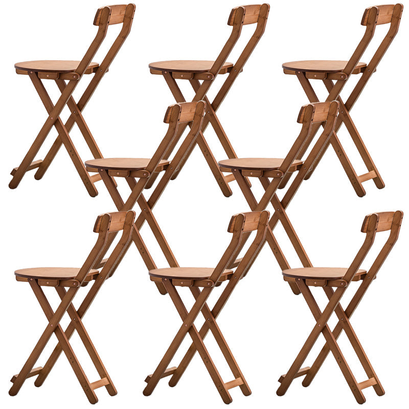 Contemporary Dining Stools Low Back Folding Bar Stools with Footrest Brown 8 Piece Set Short Stool(18"H) Clearhalo 'Bar Furniture' 'Bar Stools' 'bar_stools' 'furn' 'furn_bar_stools' 'Furniture' 'Kitchen & Dining Furniture' 6954980