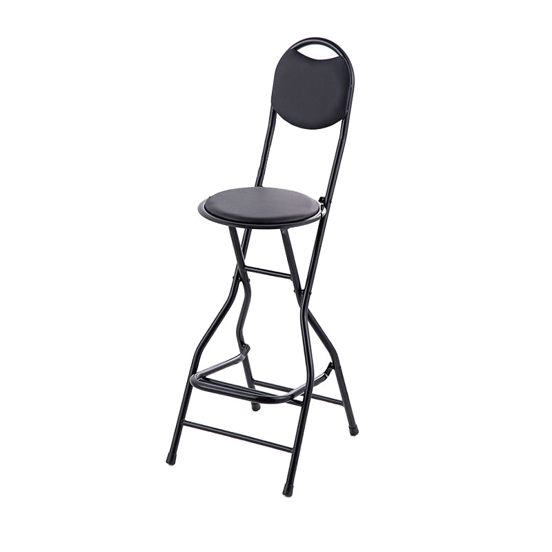 Contemporary Dining Stools Low Back Folding Bar Stools with Metal Base Black 1 Piece Clearhalo 'Bar Furniture' 'Bar Stools' 'bar_stools' 'furn' 'furn_bar_stools' 'Furniture' 'Kitchen & Dining Furniture' 6954985