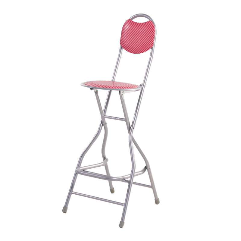 Contemporary Dining Stools Low Back Folding Bar Stools with Metal Base Pink 1 Piece Clearhalo 'Bar Furniture' 'Bar Stools' 'bar_stools' 'furn' 'furn_bar_stools' 'Furniture' 'Kitchen & Dining Furniture' 6954987