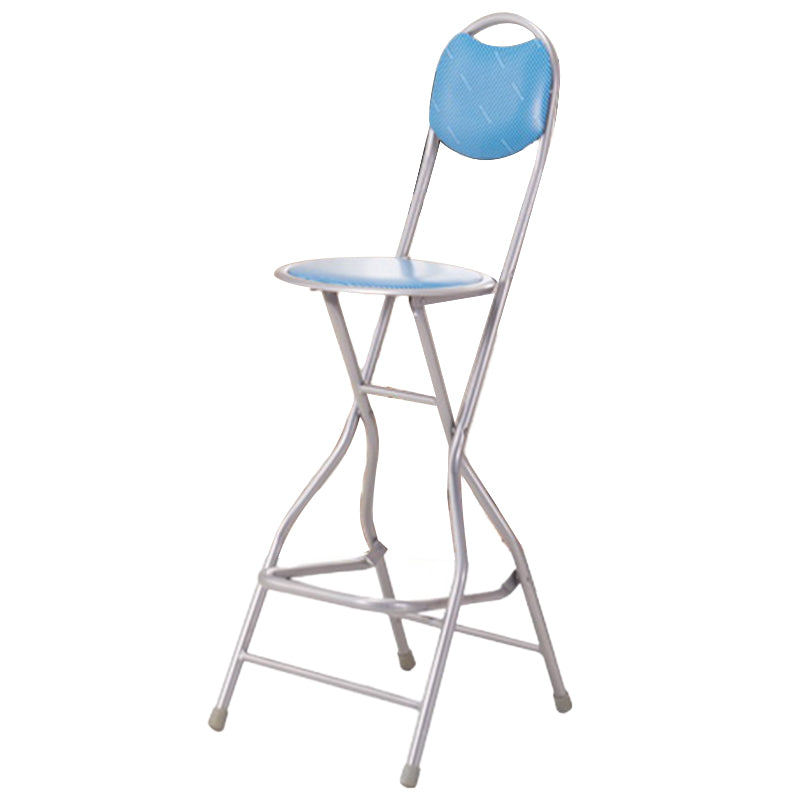 Contemporary Dining Stools Low Back Folding Bar Stools with Metal Base Blue 1 Piece Clearhalo 'Bar Furniture' 'Bar Stools' 'bar_stools' 'furn' 'furn_bar_stools' 'Furniture' 'Kitchen & Dining Furniture' 6954988