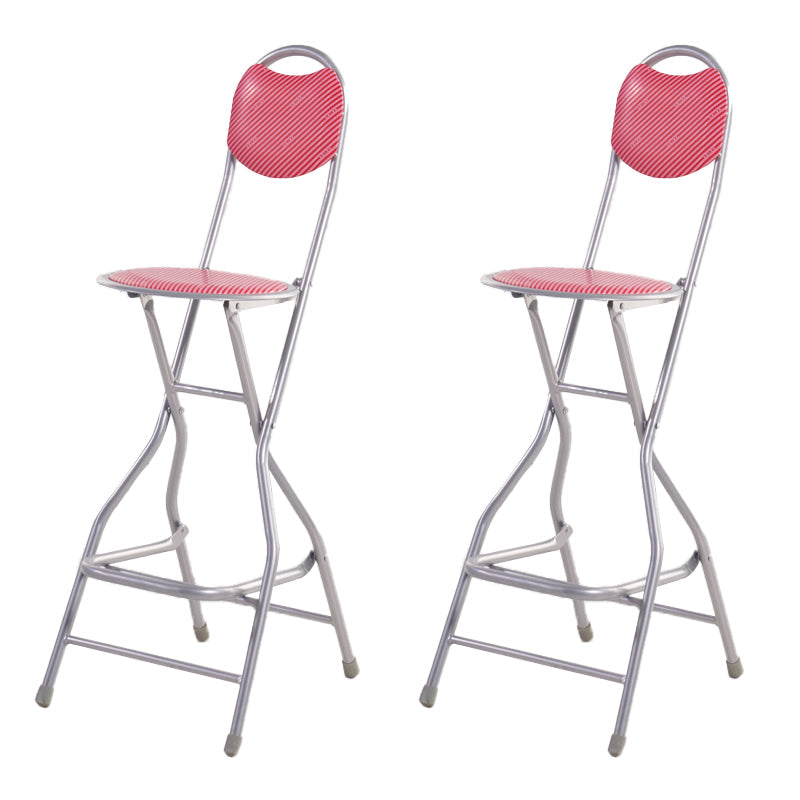 Contemporary Dining Stools Low Back Folding Bar Stools with Metal Base Pink 2 Piece Set Clearhalo 'Bar Furniture' 'Bar Stools' 'bar_stools' 'furn' 'furn_bar_stools' 'Furniture' 'Kitchen & Dining Furniture' 6954992