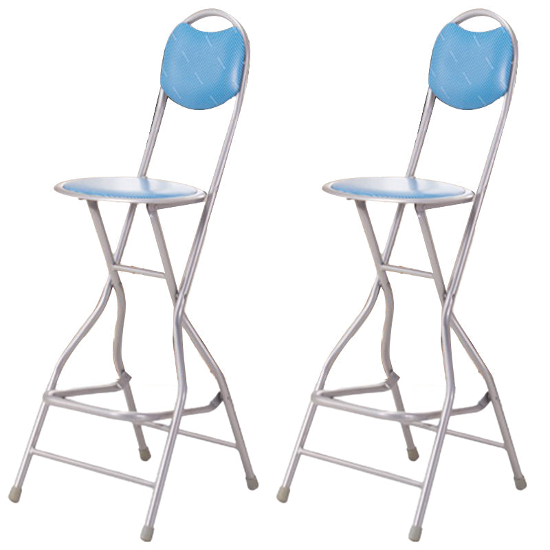 Contemporary Dining Stools Low Back Folding Bar Stools with Metal Base Blue 2 Piece Set Clearhalo 'Bar Furniture' 'Bar Stools' 'bar_stools' 'furn' 'furn_bar_stools' 'Furniture' 'Kitchen & Dining Furniture' 6954994