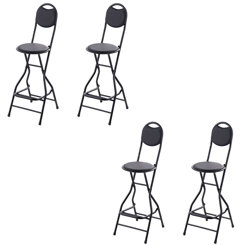 Contemporary Dining Stools Low Back Folding Bar Stools with Metal Base Black 4 Piece Set Clearhalo 'Bar Furniture' 'Bar Stools' 'bar_stools' 'furn' 'furn_bar_stools' 'Furniture' 'Kitchen & Dining Furniture' 6954996