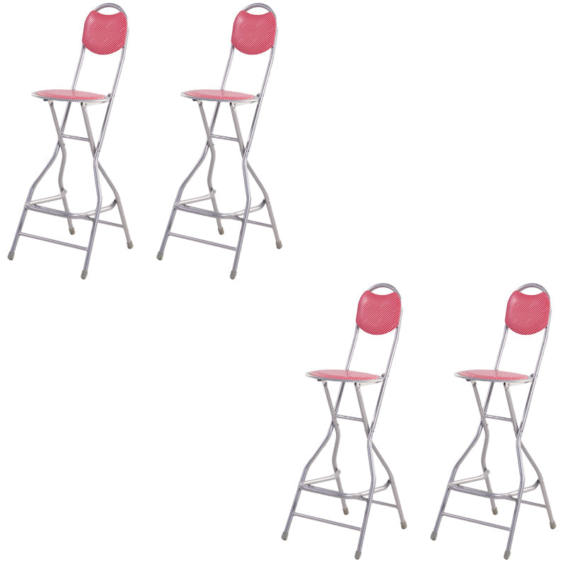 Contemporary Dining Stools Low Back Folding Bar Stools with Metal Base Pink 4 Piece Set Clearhalo 'Bar Furniture' 'Bar Stools' 'bar_stools' 'furn' 'furn_bar_stools' 'Furniture' 'Kitchen & Dining Furniture' 6954999