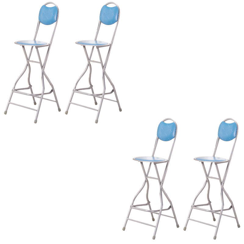 Contemporary Dining Stools Low Back Folding Bar Stools with Metal Base Blue 4 Piece Set Clearhalo 'Bar Furniture' 'Bar Stools' 'bar_stools' 'furn' 'furn_bar_stools' 'Furniture' 'Kitchen & Dining Furniture' 6955001