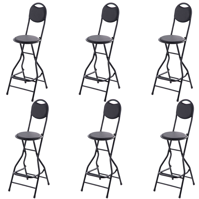 Contemporary Dining Stools Low Back Folding Bar Stools with Metal Base Black 6 Piece Set Clearhalo 'Bar Furniture' 'Bar Stools' 'bar_stools' 'furn' 'furn_bar_stools' 'Furniture' 'Kitchen & Dining Furniture' 6955002