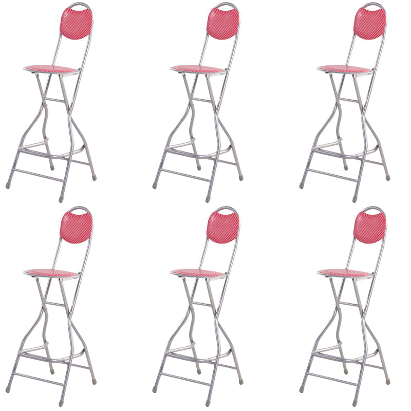 Contemporary Dining Stools Low Back Folding Bar Stools with Metal Base Pink 6 Piece Set Clearhalo 'Bar Furniture' 'Bar Stools' 'bar_stools' 'furn' 'furn_bar_stools' 'Furniture' 'Kitchen & Dining Furniture' 6955003