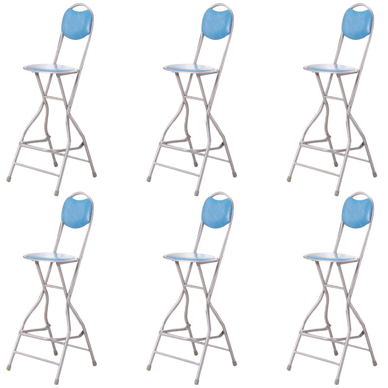 Contemporary Dining Stools Low Back Folding Bar Stools with Metal Base Blue 6 Piece Set Clearhalo 'Bar Furniture' 'Bar Stools' 'bar_stools' 'furn' 'furn_bar_stools' 'Furniture' 'Kitchen & Dining Furniture' 6955004