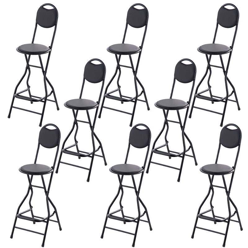 Contemporary Dining Stools Low Back Folding Bar Stools with Metal Base Black 8 Piece Set Clearhalo 'Bar Furniture' 'Bar Stools' 'bar_stools' 'furn' 'furn_bar_stools' 'Furniture' 'Kitchen & Dining Furniture' 6955005
