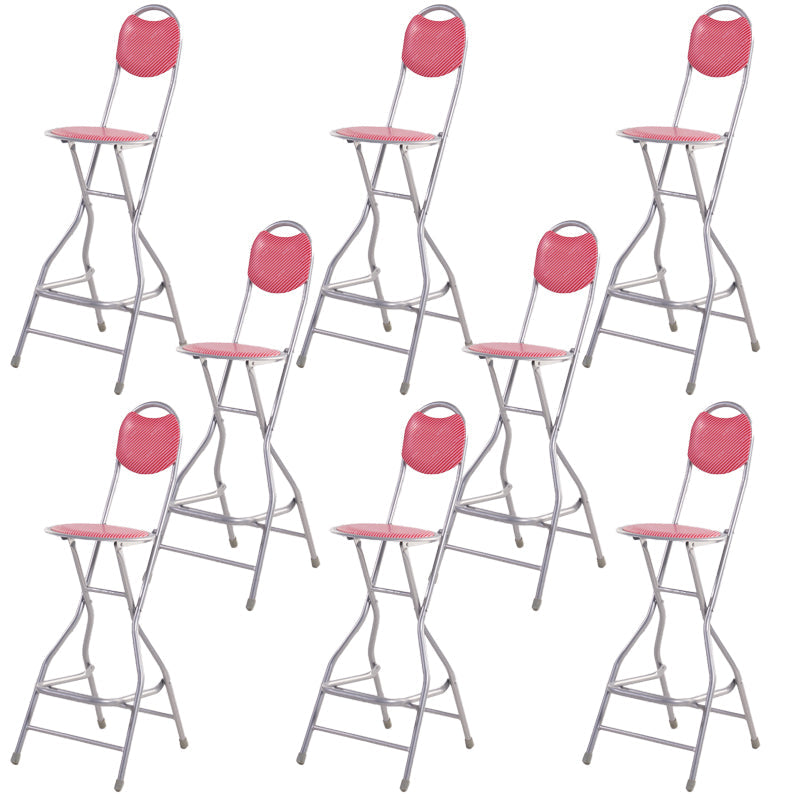 Contemporary Dining Stools Low Back Folding Bar Stools with Metal Base Pink 8 Piece Set Clearhalo 'Bar Furniture' 'Bar Stools' 'bar_stools' 'furn' 'furn_bar_stools' 'Furniture' 'Kitchen & Dining Furniture' 6955006