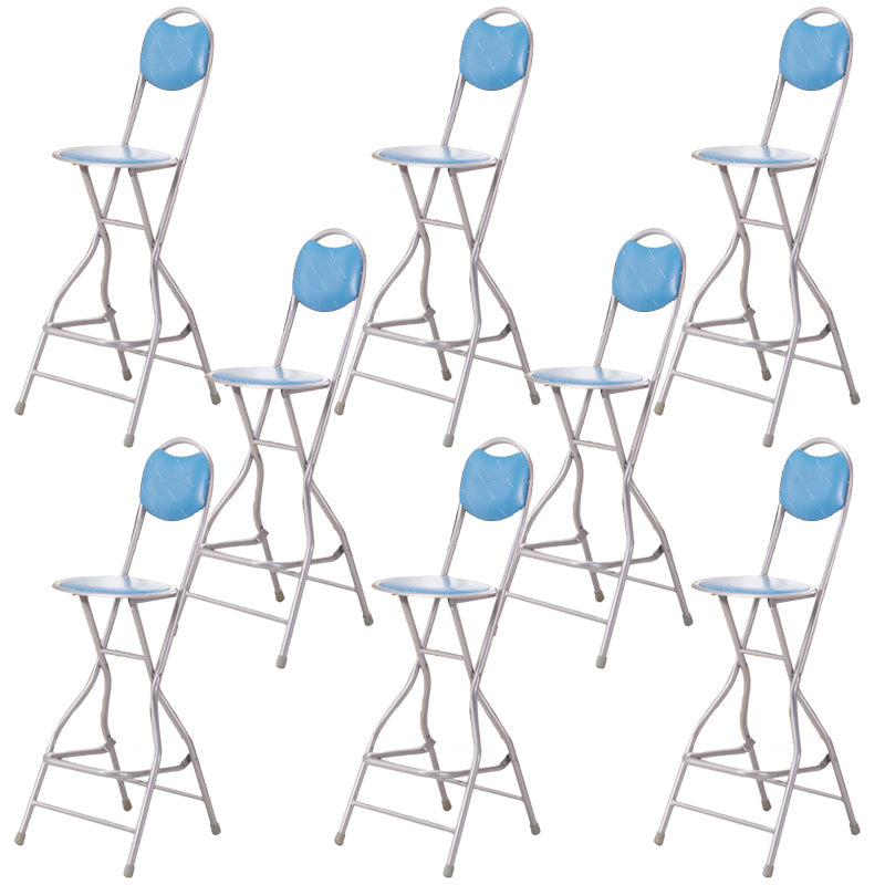 Contemporary Dining Stools Low Back Folding Bar Stools with Metal Base Blue 8 Piece Set Clearhalo 'Bar Furniture' 'Bar Stools' 'bar_stools' 'furn' 'furn_bar_stools' 'Furniture' 'Kitchen & Dining Furniture' 6955007