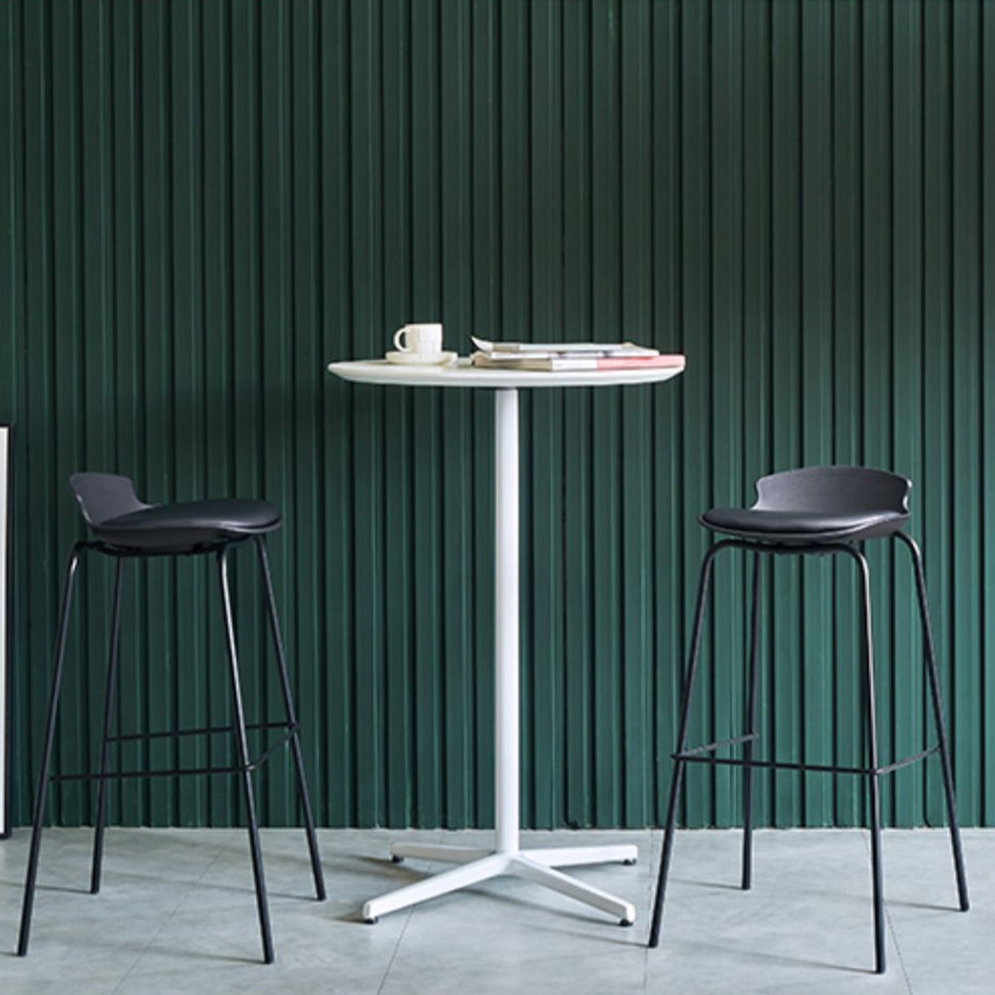 Contemporary Dining Stools Armless Metal Bar Stools with Footrest