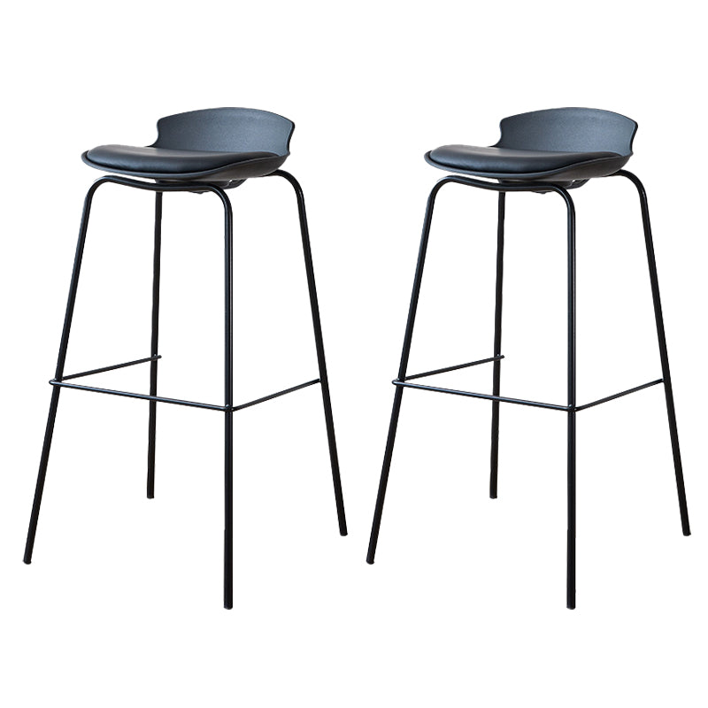 Contemporary Dining Stools Armless Metal Bar Stools with Footrest
