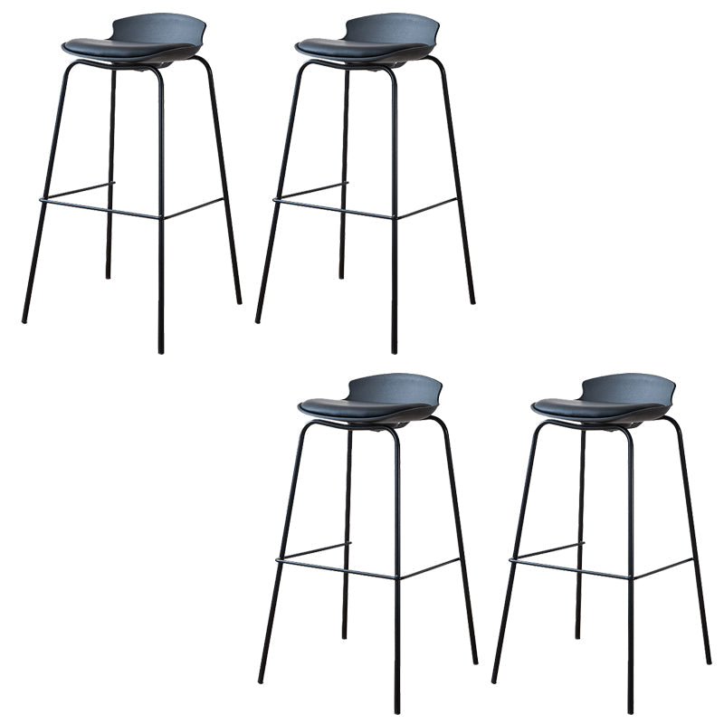 Contemporary Dining Stools Armless Metal Bar Stools with Footrest