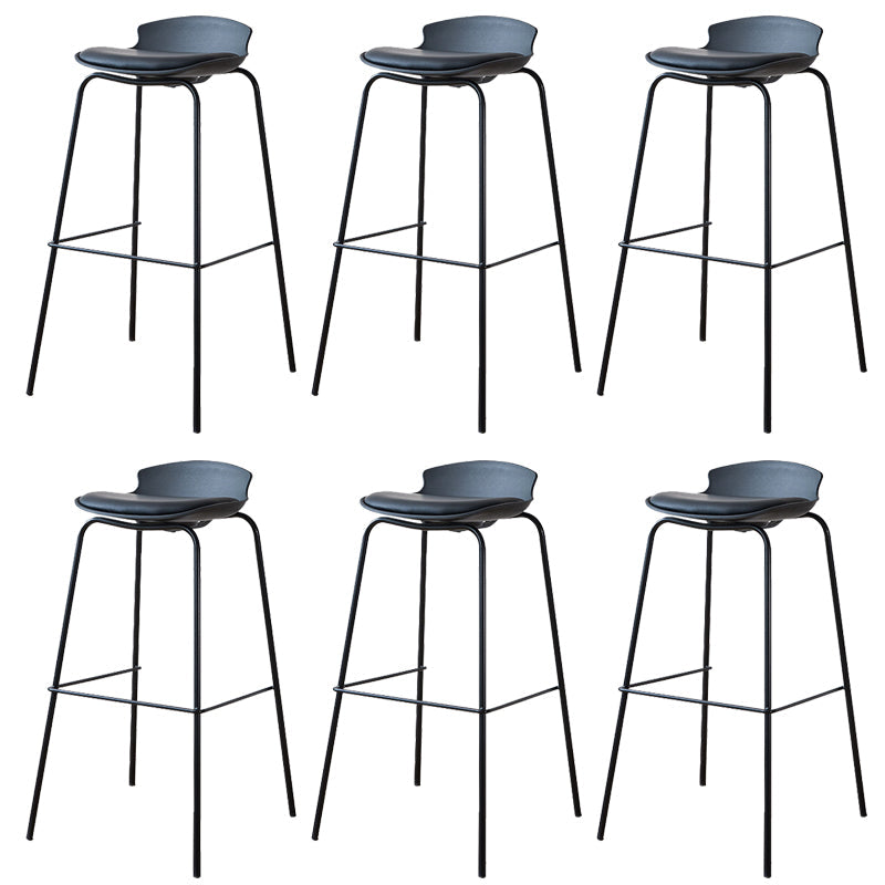 Contemporary Dining Stools Armless Metal Bar Stools with Footrest