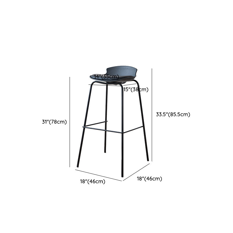 Contemporary Dining Stools Armless Metal Bar Stools with Footrest