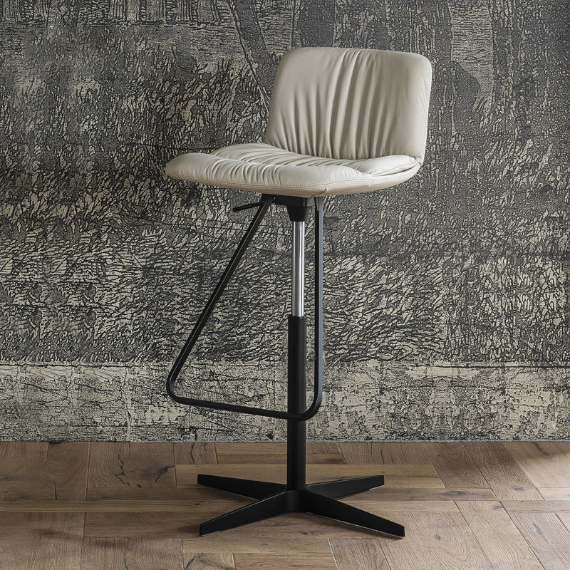 Industrial Style Adjustable Bar Stool Leather Counter Bar Stool with Metal Legs for Home Clearhalo 'Bar Furniture' 'Bar Stools' 'bar_stools' 'furn' 'furn_bar_stools' 'Furniture' 'Kitchen & Dining Furniture' 6955105