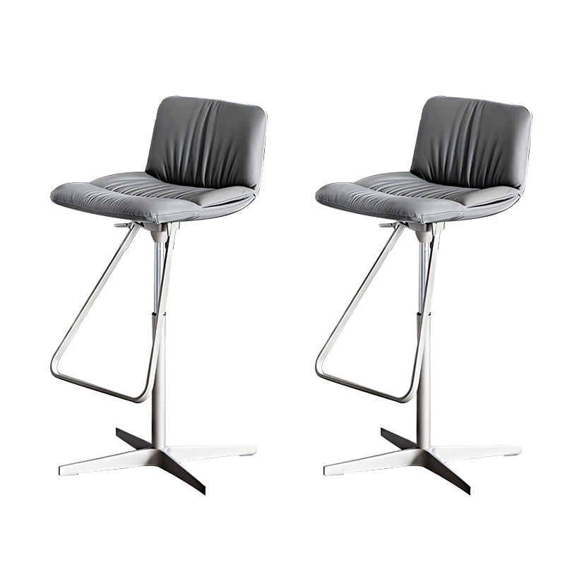 Industrial Style Adjustable Bar Stool Leather Counter Bar Stool with Metal Legs for Home Grey 2 Piece Set Clearhalo 'Bar Furniture' 'Bar Stools' 'bar_stools' 'furn' 'furn_bar_stools' 'Furniture' 'Kitchen & Dining Furniture' 6955109