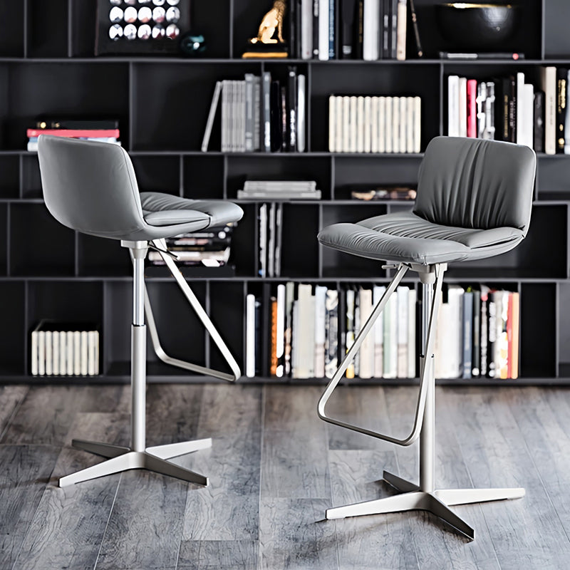 Industrial Style Adjustable Bar Stool Leather Counter Bar Stool with Metal Legs for Home Clearhalo 'Bar Furniture' 'Bar Stools' 'bar_stools' 'furn' 'furn_bar_stools' 'Furniture' 'Kitchen & Dining Furniture' 6955111