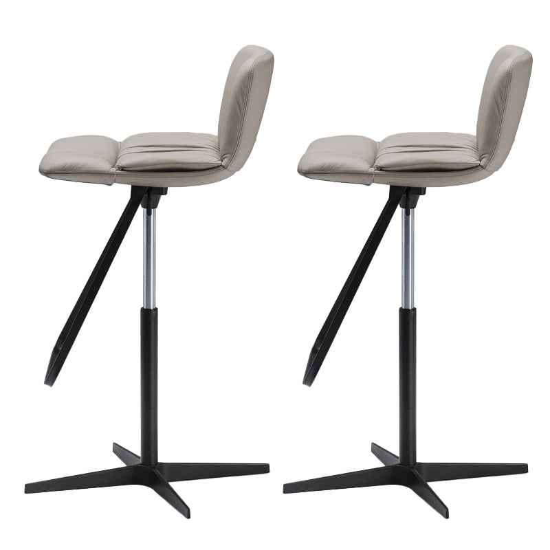 Industrial Style Adjustable Bar Stool Leather Counter Bar Stool with Metal Legs for Home Khaki 2 Piece Set Clearhalo 'Bar Furniture' 'Bar Stools' 'bar_stools' 'furn' 'furn_bar_stools' 'Furniture' 'Kitchen & Dining Furniture' 6955112