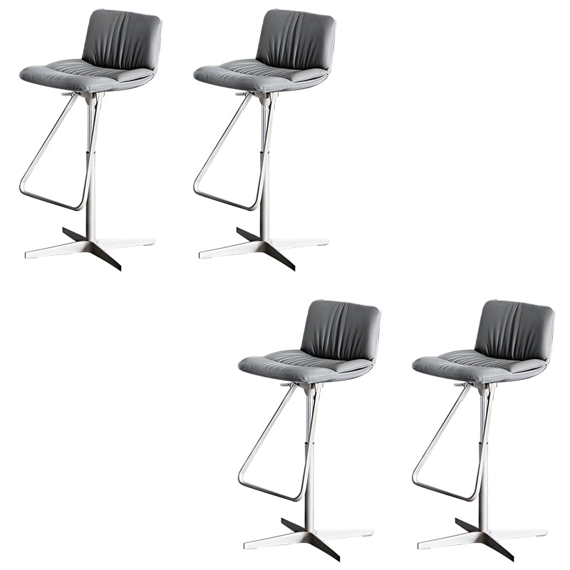 Industrial Style Adjustable Bar Stool Leather Counter Bar Stool with Metal Legs for Home Grey 4 Piece Set Clearhalo 'Bar Furniture' 'Bar Stools' 'bar_stools' 'furn' 'furn_bar_stools' 'Furniture' 'Kitchen & Dining Furniture' 6955113