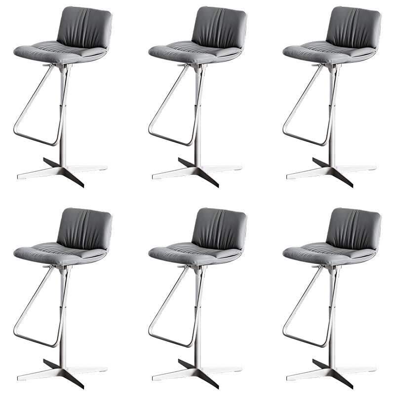 Industrial Style Adjustable Bar Stool Leather Counter Bar Stool with Metal Legs for Home Grey 6 Piece Set Clearhalo 'Bar Furniture' 'Bar Stools' 'bar_stools' 'furn' 'furn_bar_stools' 'Furniture' 'Kitchen & Dining Furniture' 6955118