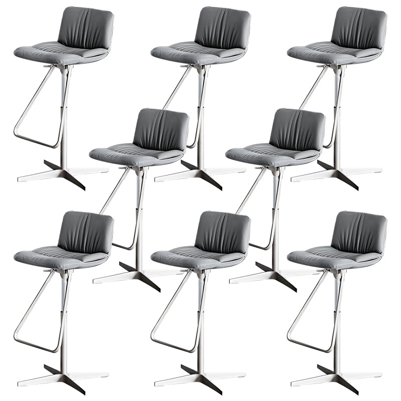 Industrial Style Adjustable Bar Stool Leather Counter Bar Stool with Metal Legs for Home Grey 8 Piece Set Clearhalo 'Bar Furniture' 'Bar Stools' 'bar_stools' 'furn' 'furn_bar_stools' 'Furniture' 'Kitchen & Dining Furniture' 6955121