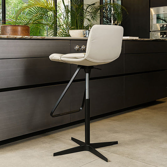 Industrial Style Adjustable Bar Stool Leather Counter Bar Stool for Home