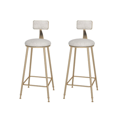 Sgabelli da bar rotondi imbottiti glam con base in metallo