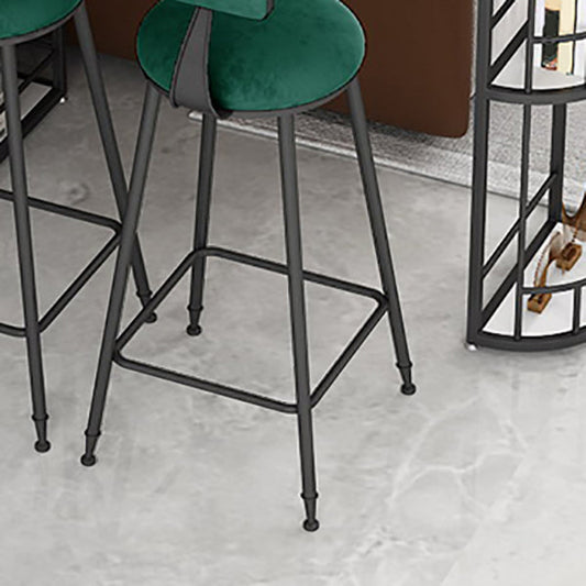 Glam Upholstered Dining Stools Round Bar Stools with Metal Base