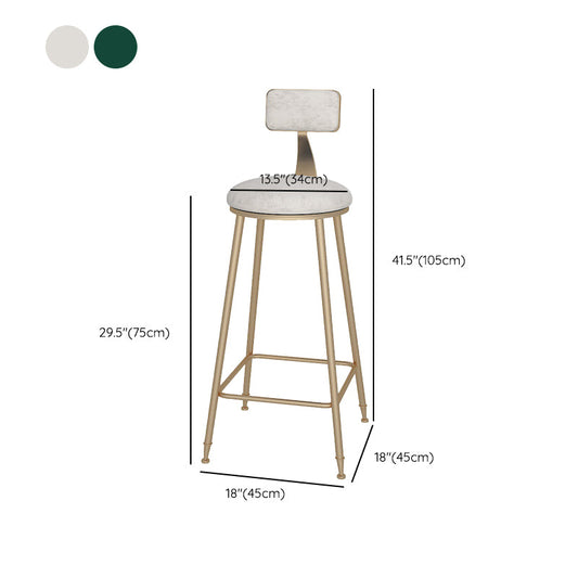 Glam Upholstered Dining Stools Round Bar Stools with Metal Base
