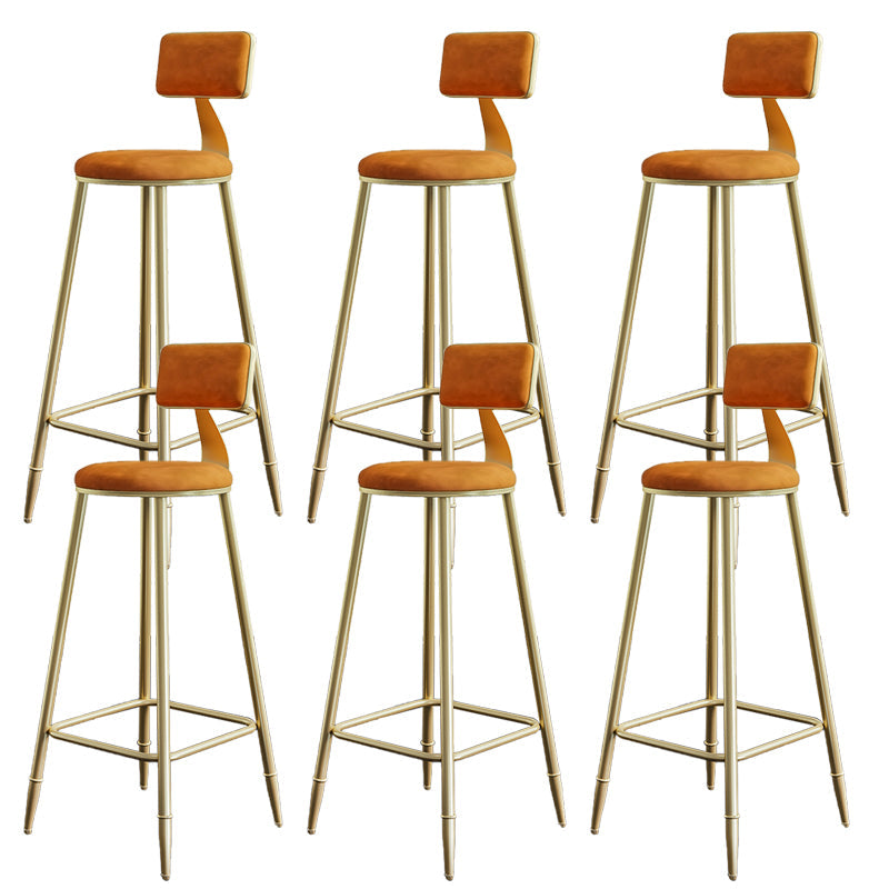 Taburetes de comedor tapizados en la espalda de espalda taburetes de bares sin brazo con base de metal