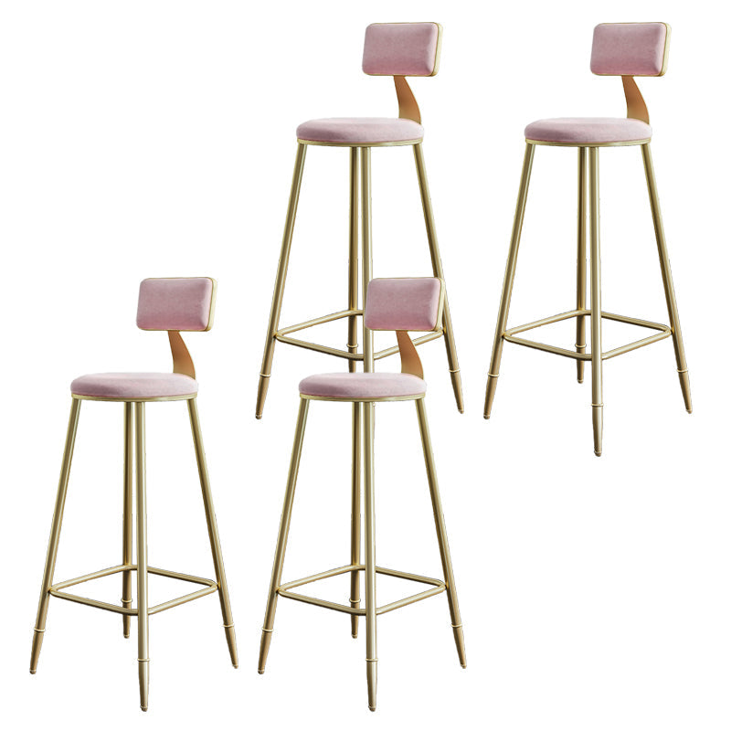 Taburetes de comedor tapizados en la espalda de espalda taburetes de bares sin brazo con base de metal