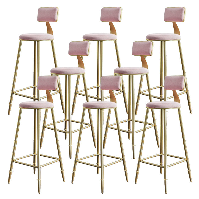 Taburetes de comedor tapizados en la espalda de espalda taburetes de bares sin brazo con base de metal