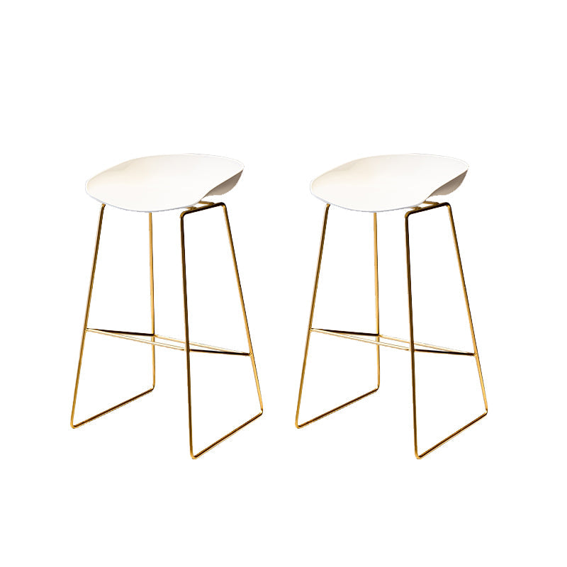 Glam Low Back Dining Stools Armless Bar Stools with Footrest Gold-White 2 Piece Set Clearhalo 'Bar Furniture' 'Bar Stools' 'bar_stools' 'furn' 'furn_bar_stools' 'Furniture' 'Kitchen & Dining Furniture' 6955435