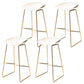 Glam Low Back Dining Stools Armless Bar Stools with Footrest Gold-White 4 Piece Set Clearhalo 'Bar Furniture' 'Bar Stools' 'bar_stools' 'furn' 'furn_bar_stools' 'Furniture' 'Kitchen & Dining Furniture' 6955437