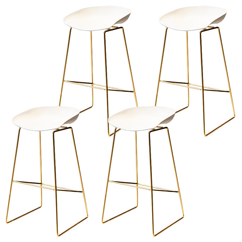 Glam Low Back Dining Stools Armless Bar Stools with Footrest Gold-White 4 Piece Set Clearhalo 'Bar Furniture' 'Bar Stools' 'bar_stools' 'furn' 'furn_bar_stools' 'Furniture' 'Kitchen & Dining Furniture' 6955437