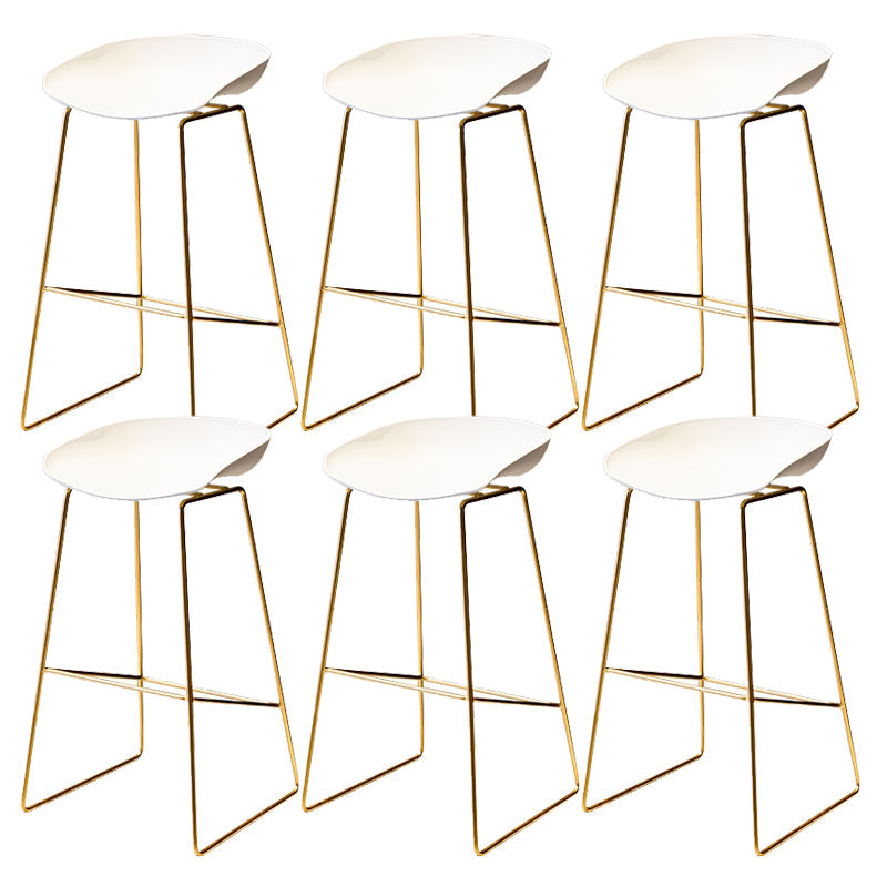 Glam Low Back Dining Stools Armless Bar Stools with Footrest Gold-White 6 Piece Set Clearhalo 'Bar Furniture' 'Bar Stools' 'bar_stools' 'furn' 'furn_bar_stools' 'Furniture' 'Kitchen & Dining Furniture' 6955438