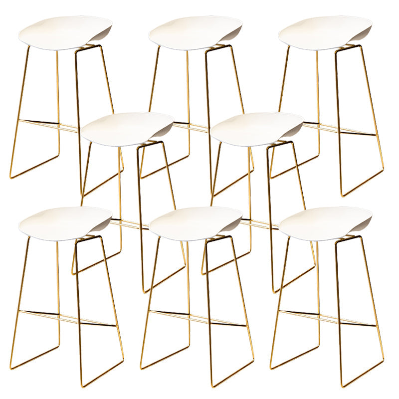 Glam Low Back Dining Stools Armless Bar Stools with Footrest Gold-White 8 Piece Set Clearhalo 'Bar Furniture' 'Bar Stools' 'bar_stools' 'furn' 'furn_bar_stools' 'Furniture' 'Kitchen & Dining Furniture' 6955441
