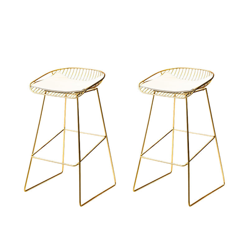 Glam Low Back Dining Stools Armless Bar Stools with Footrest White 2 Piece Set Clearhalo 'Bar Furniture' 'Bar Stools' 'bar_stools' 'furn' 'furn_bar_stools' 'Furniture' 'Kitchen & Dining Furniture' 6955444