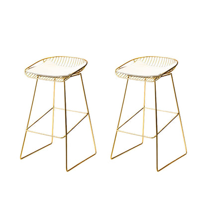 Glam Low Back Dining Stools Armless Bar Stools with Footrest White 2 Piece Set Clearhalo 'Bar Furniture' 'Bar Stools' 'bar_stools' 'furn' 'furn_bar_stools' 'Furniture' 'Kitchen & Dining Furniture' 6955444
