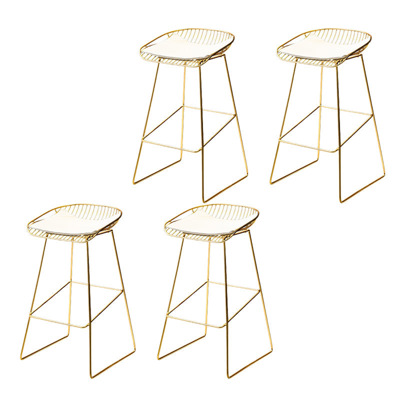Glam Low Back Dining Stools Armless Bar Stools with Footrest White 4 Piece Set Clearhalo 'Bar Furniture' 'Bar Stools' 'bar_stools' 'furn' 'furn_bar_stools' 'Furniture' 'Kitchen & Dining Furniture' 6955445