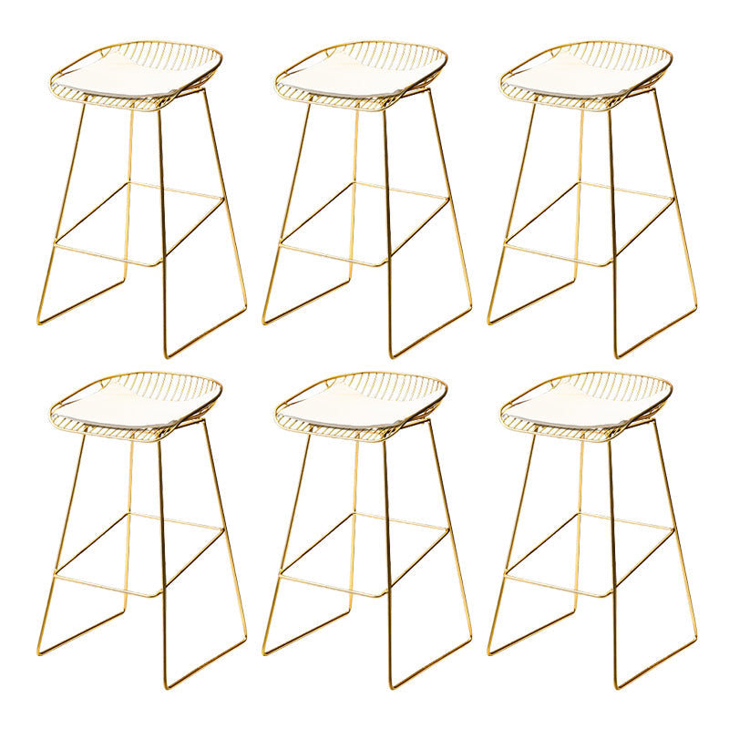Glam Low Back Dining Stools Armless Bar Stools with Footrest White 6 Piece Set Clearhalo 'Bar Furniture' 'Bar Stools' 'bar_stools' 'furn' 'furn_bar_stools' 'Furniture' 'Kitchen & Dining Furniture' 6955447
