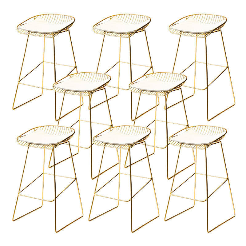 Glam Low Back Dining Stools Armless Bar Stools with Footrest White 8 Piece Set Clearhalo 'Bar Furniture' 'Bar Stools' 'bar_stools' 'furn' 'furn_bar_stools' 'Furniture' 'Kitchen & Dining Furniture' 6955449