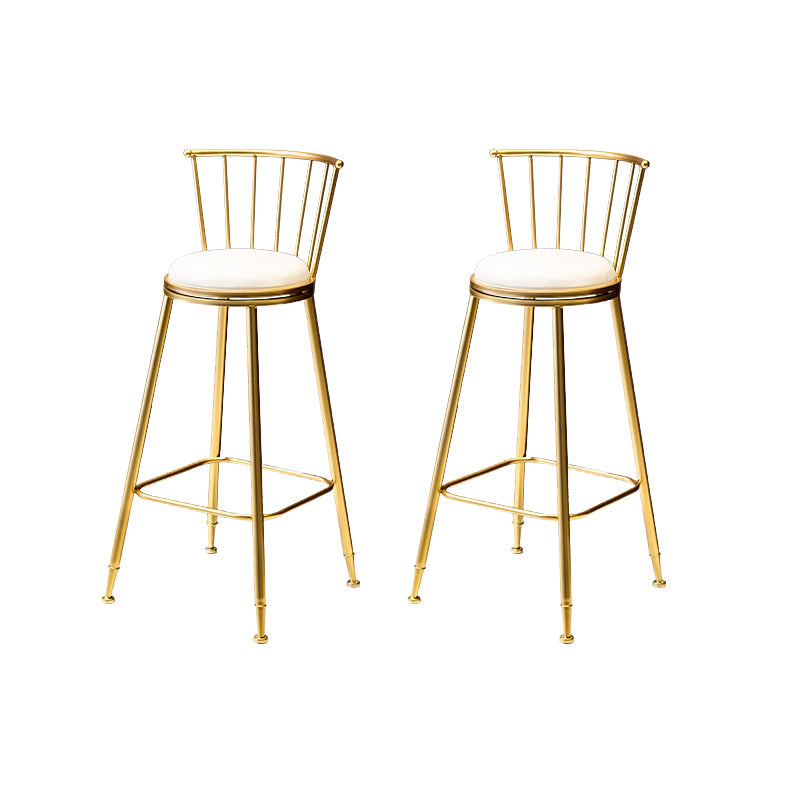 Glam Low Back Dining Stools Armless Bar Stools with Footrest Gold 2 Piece Set Clearhalo 'Bar Furniture' 'Bar Stools' 'bar_stools' 'furn' 'furn_bar_stools' 'Furniture' 'Kitchen & Dining Furniture' 6955452